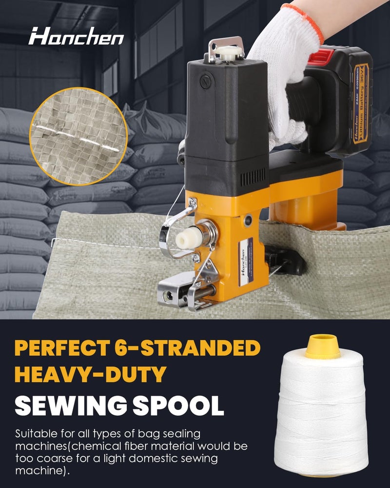 Hanchen Heavy-Duty Sewing Thread Spool, 6-Stranded Chemical Fiber Sealing Industrial Packing Synthetic Fiber Stitching Thread Spool for Bag Sewing Closing Machine, Pack of 6 Roll - Image 5